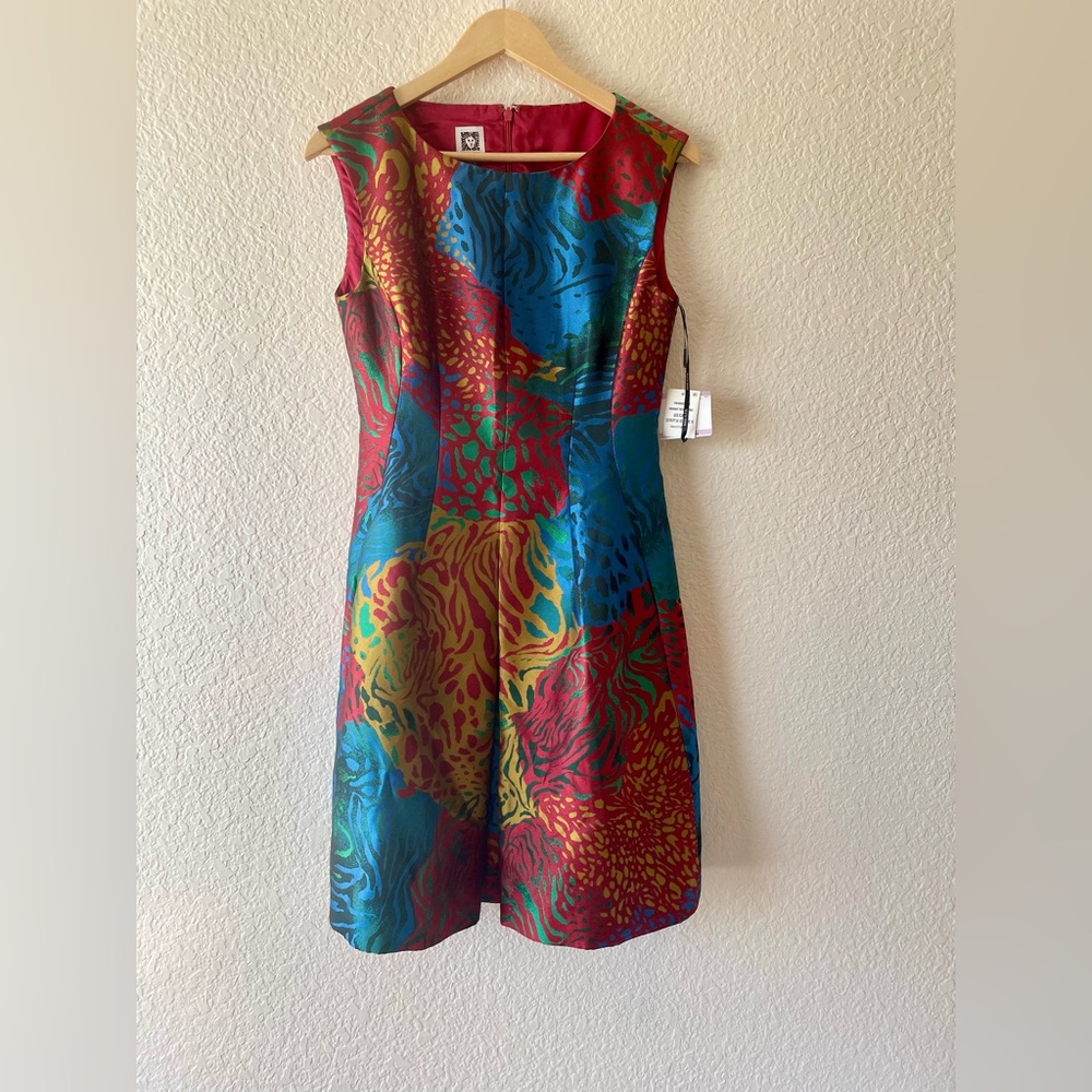 Rainbow Jacquard Animal Print Sleeve Dress